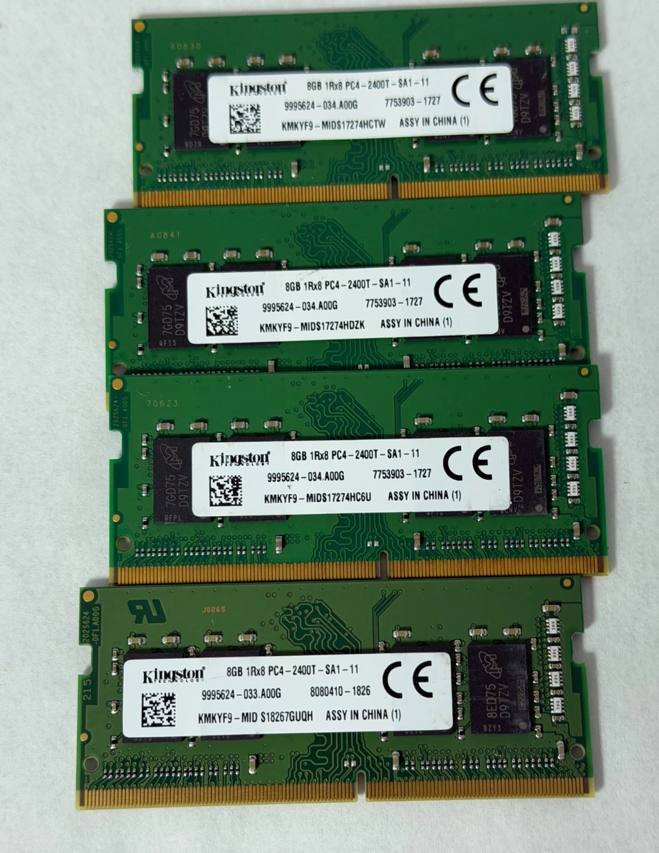 2x Kingston 4GB PC4-19200 DDR4-2400MHz non-ECC Unbuffered 1.2V 260Pin SDRAM