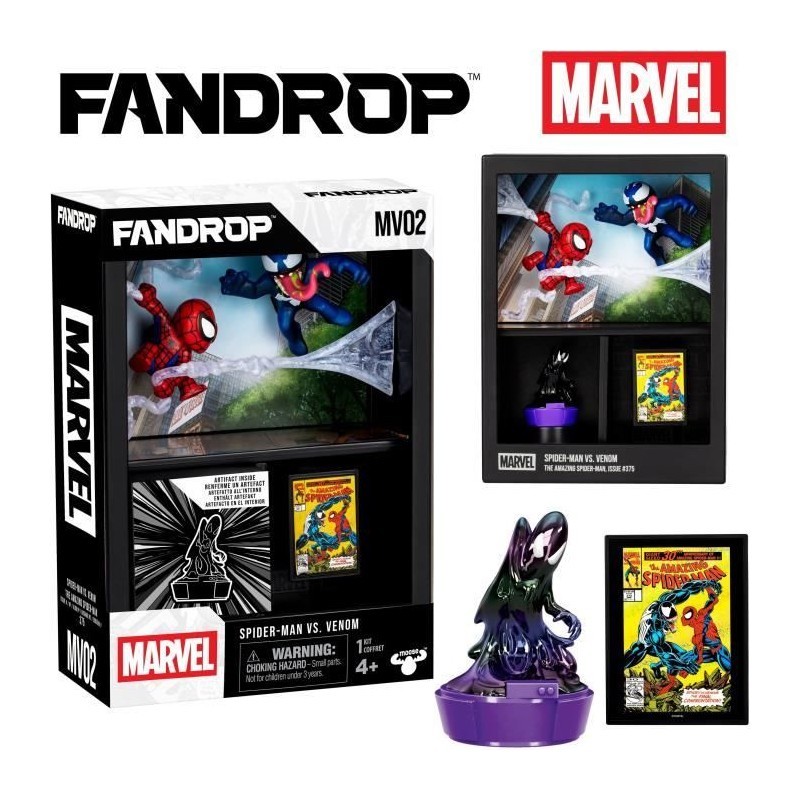 Figurine Star Wars Fandrop Spider-Man vs Venom, vitrine exposition de collection geek