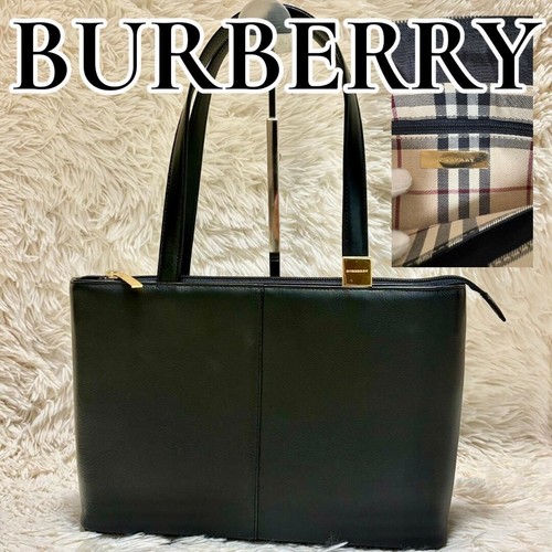 Burberry Black Leather Nova Check Gold Hardware Shoulder Bag Auth