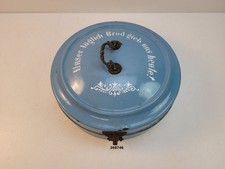 Brot Dose Unser t&auml;glich Brod gieb uns heute! Emaille Deko um 1900 blau #268746