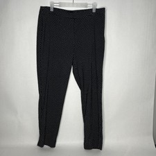 Talbots Womens Chatham Ankle Pants 12 Black White Dot Stretch Career Classic