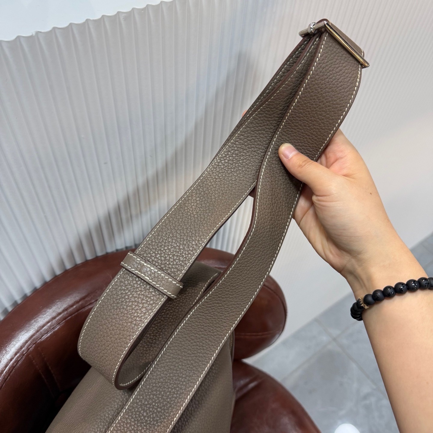 Authentic Vintage Hermès Alfred 35 Leather Crossbody Grey Silver-Tone eBay AG — image 7
