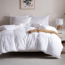 Super Soft White Duvet Cover Set King Size, 3 Piece Prewashed Microfiber Cott...