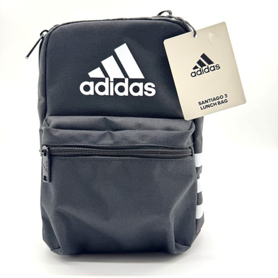 adidas Unisex Santiago 3 Insulated Lunch Bag Cooler Pocket Black White BRAND NEW