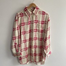 Marni x Uniqlo Shirt Womens Medium Pink Ecru Check Plaid Blouse Oversized Tunic