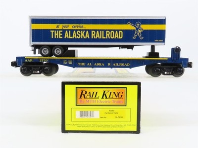O27 Gauge 3-Rail MTH RailKing 30-76126 ARR Alaska TOFC Flat Car #2720 w/ Trailer