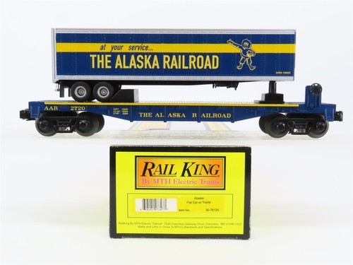 Coche plano Alaska TOFC #2720 calibre O27 3 rieles MTH RailKing 30-76126 ARR con remolque | Zustand: Used