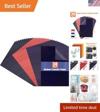 Deluxe 30-Pack Carbon Paper for Tracing - Red, Blue  Black A4 Sheets for Crafts