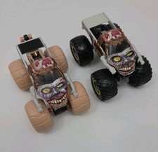 2x Monster Jam Diecast Zombie Trucks Beige And Black Wheels 1/64 Diecast Lot 2