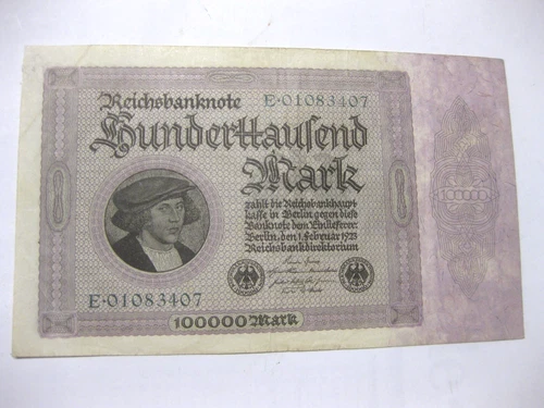 One Hundred Thousand Mark 1923, Rosenberg 82 A, Very Good Condition