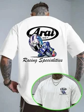 Arai Men's Motorcycle Racing T-Shirt – Cartoon Racing Driver Graphic NEW ITEM