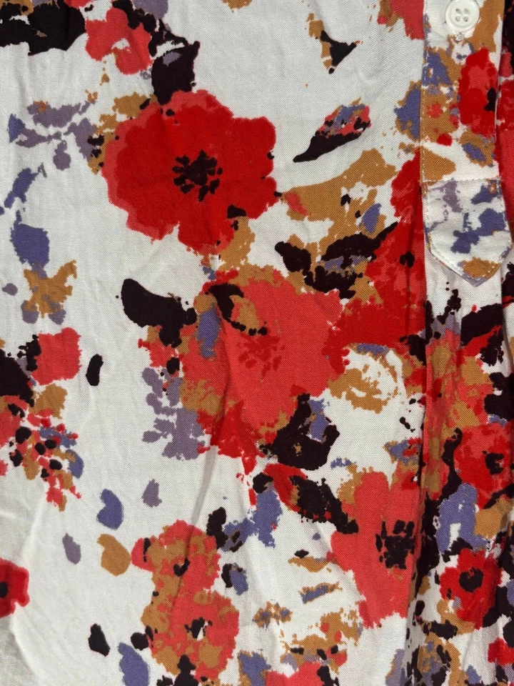 Market & Spruce Top Cassie Crochet Floral Stitch Fix Button Front Multicolor XL - Image 4 of 4