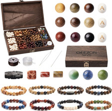 Bracelet Making Kit - 10Mm Natural Wooden Beads with Letters Stone Beads - 296