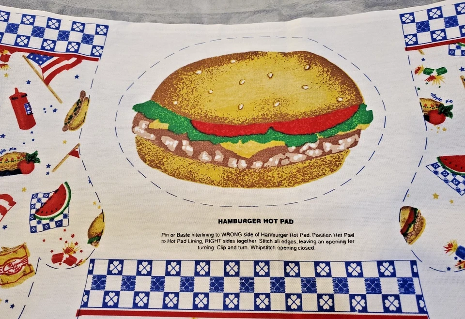 Vintage Daisy Kingdom Picnic Apron Hot Pad Cut and Sew Panel Cotton Fabric - Image 2 of 4