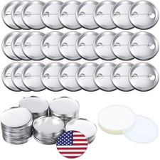 300 Pieces Blank Button Making Supplies Round 58 mm/ 2.28 inch, metal, Clear