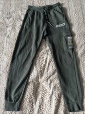Hoodrich Men's Tracksuit Bottoms UkL OliveGreen 100% Cotton Excellent Condition
