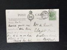 GB 1907 R.M.S.P. ARAGUAYA PC WITH BUNTINGFORD DUPLEX 148 PMK TO BISHOP STORTFORD