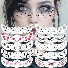 10 Sheets Halloween Face Freckles Temporary Tattoos Costume Pumpkin Spider Web W