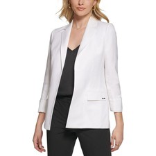 NWT Calvin Klein Size 8 Women's White Open Front Jacket Blazer Pockets MSRP 139