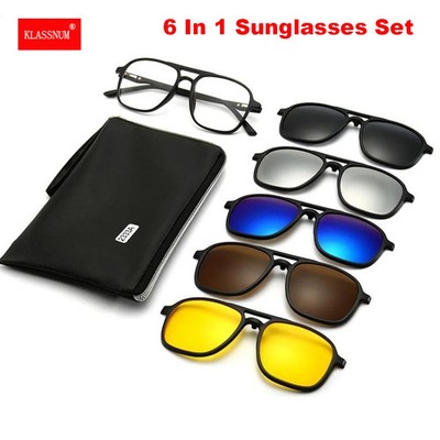 Magnetische Clip Sonnenbrille Set Polarisierte Modelle Nachtsicht estrada