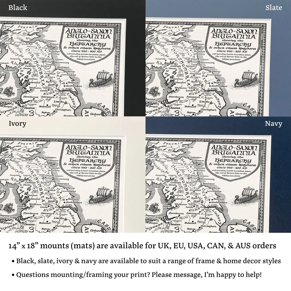 Map of Anglo-Saxon Britain [with mount] - Fine Art by Manuscript Maps - Image 3 of 4