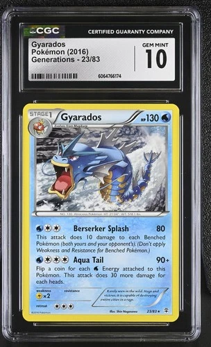 CGC 10 GEM MINT Gyarados 2016 Generations 23/83 Pokemon Card