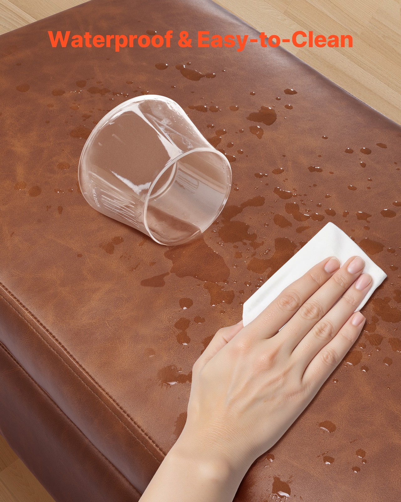 Uimoso PU Leather Storage Ottoman Bench Shoe Seat with Storage& Metal Legs Brown