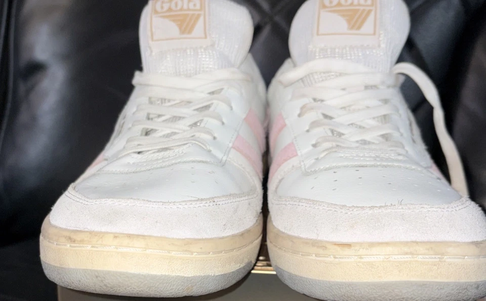 Tênis Feminino de Couro Gola-Hawk Branco/Rosa/Cinza Tamanho 6.5 - Imagem 2 de 4