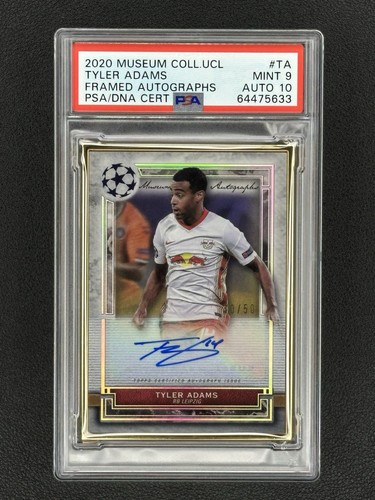 Tyler Adams 2020 Topps Museum Collection UCL Framed Auto /50 PSA 9 AUTO 10 POP 2