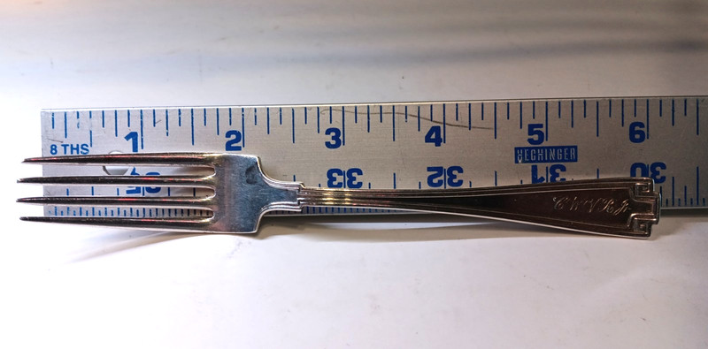Single Gorham Etruscan Greek Key Sterling Youth Fork 6" Pat. 1913, Mono