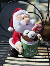 Gemmy Winter Wonder Lane Plush Singing Santa Motion WORKS Hot Cocoa Approx 10.5”