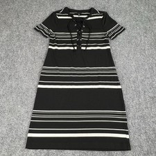 WHBM Dress XS Striped Lace-Up Nautical Preppy Y2K Chic Parisian Festival