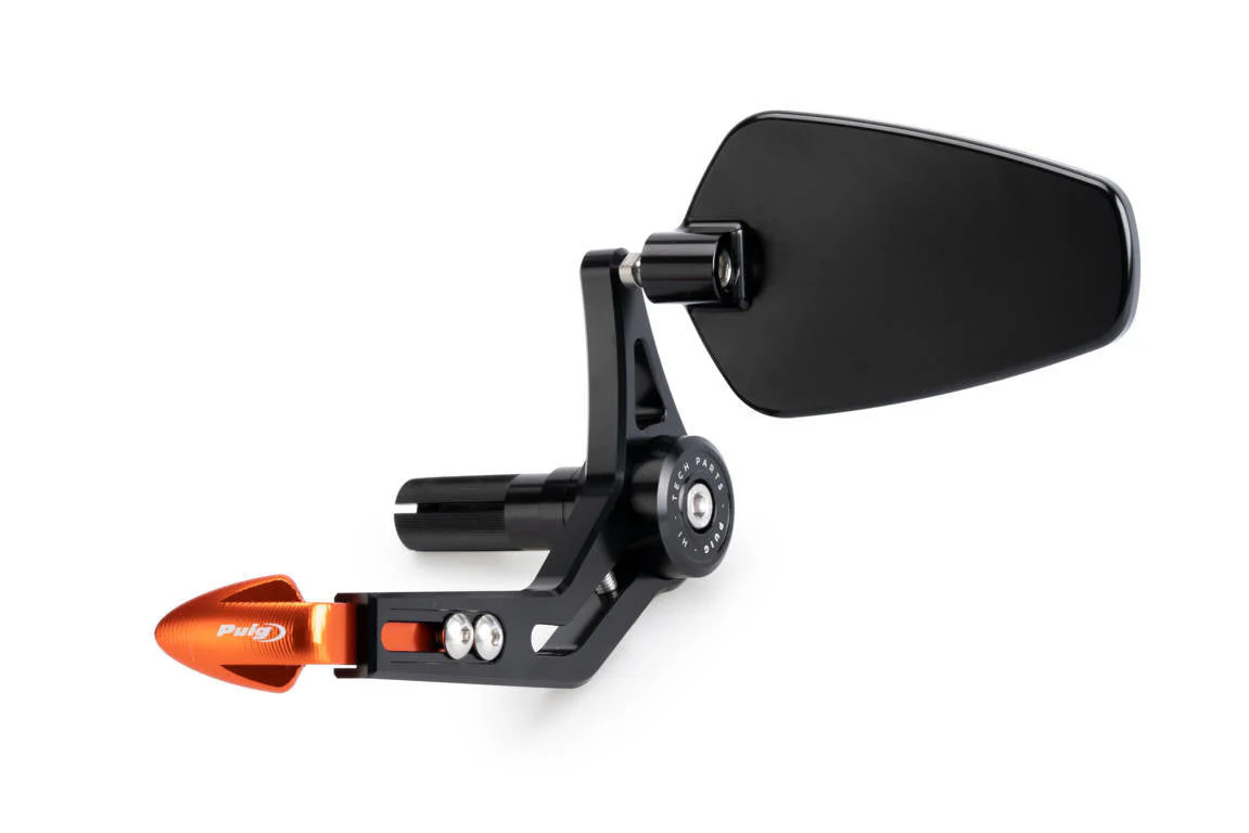Puig Pro Clutch Lever Protector with Mirror | Black/Orange