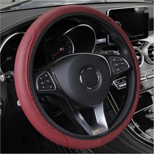 Leather Steering Wheel Cover,Anti Slip Car Steering Wheel Cover for Burgundy