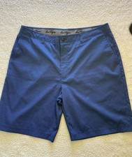 Ben Hogan Mens Lightweight Golf Shorts Blue Check 4 Pocket Button Front