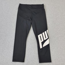Puma Leggings Womens Small Black Logo Graphic Activewear