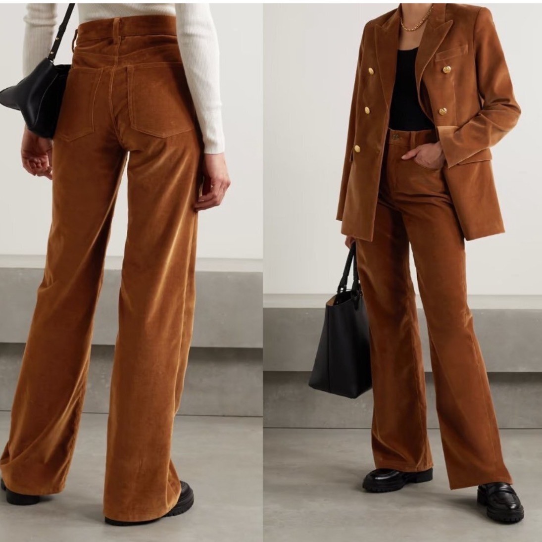 Nili Lotan Velvet Celia Pants Flare Size 4 Caramel