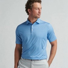 Peter Millar Summer Comfort Crown Sport Mens XL Floral Print Polo Shirt Blue