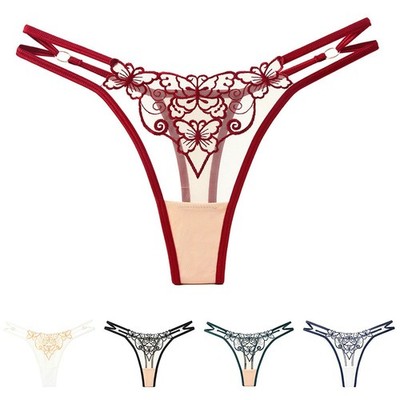 Frauen Unterwäsche G-String Atmungsaktiv Dünner Riemen-Tanga Einfarbig