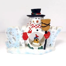 Vintage 2003 SNOW Snowman & Cardinal Figurine 4.25" x 6" Winter Christmas Decor