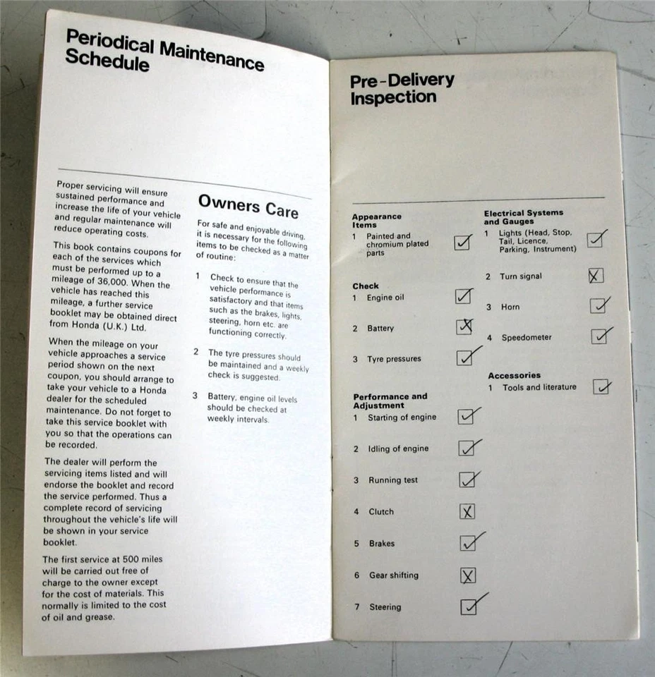 HONDA Motorcycle Vehicle Services Booklet c1980 - Image 3 of 4