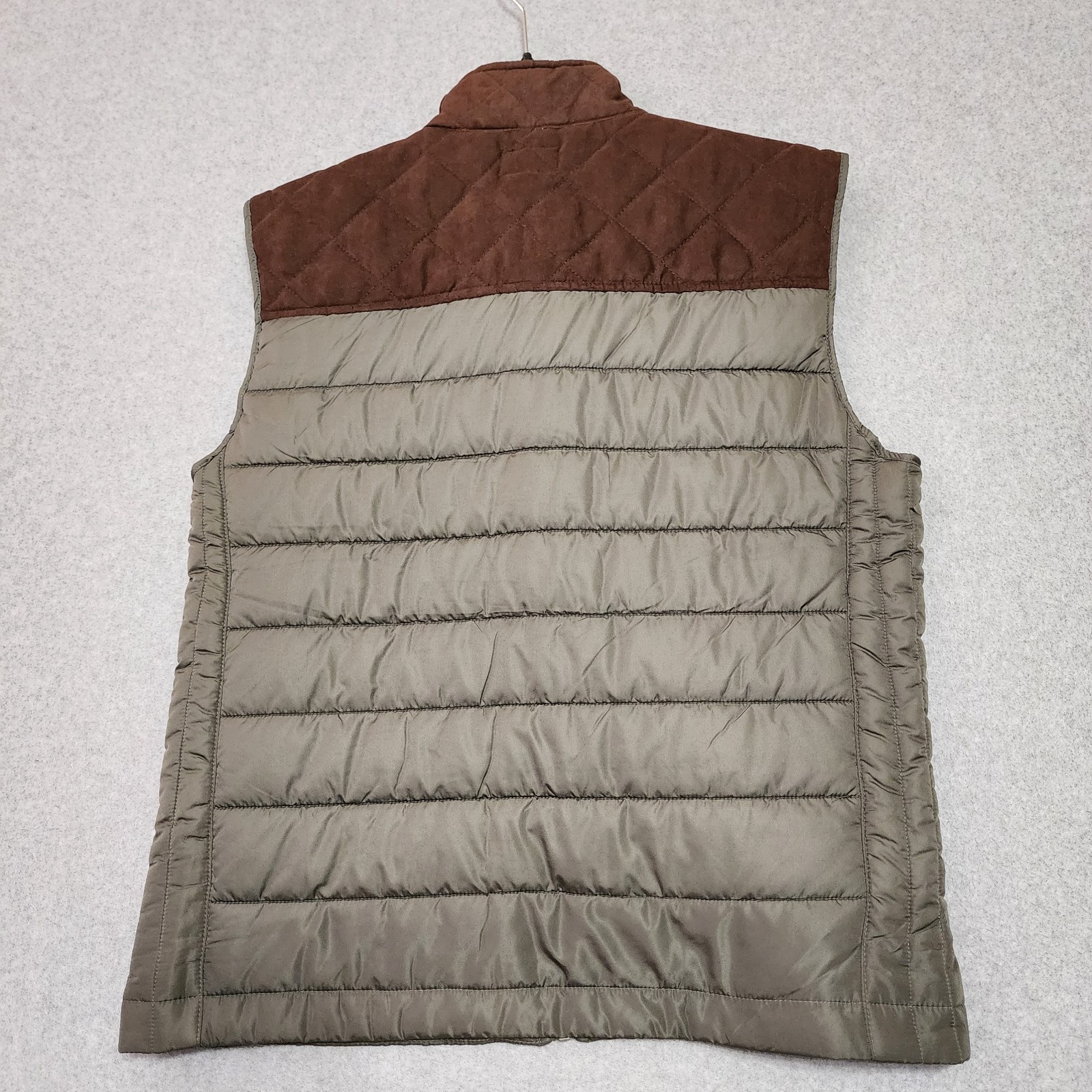 New Hooey Men's XL Quilted Olive & Brown Packable Vest HV097OLBR With Bag NWT 