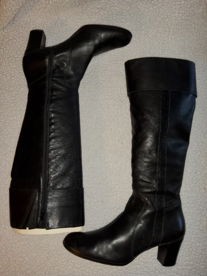 Talbots Leather Knee High Boots Womens 9AA High Heel Pointed Toe Zip Tall Brazil - Image 2 of 4