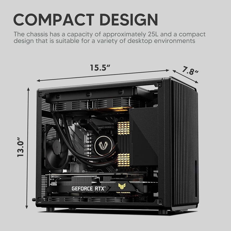 Vetroo M06 Compact Micro ATX PC Case Mesh Front USB-C GPU 355mm Support - Image 4 of 4