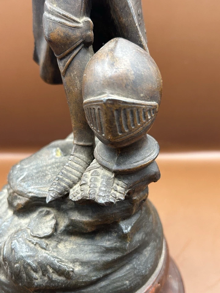 R1079 Statue Jeanne D’arc Alliage Régule Signée fuchs Ancienne Dieu - Photo 4/4