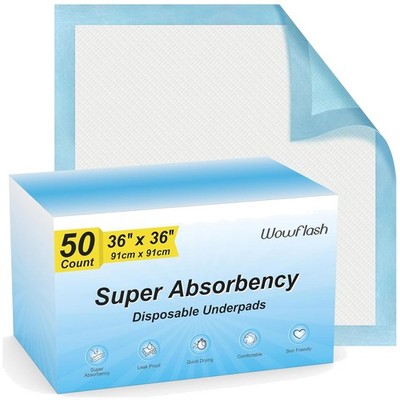 Super Absorbency 50 Count Underpads, 36'' x 36'' - Ultimate Care Solution