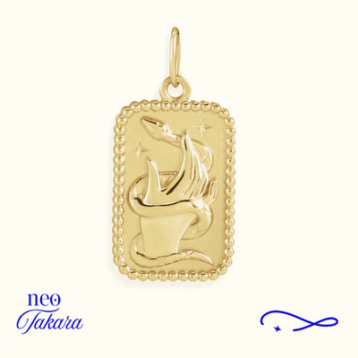 14ct Solid Yellow Gold Snake Serpent Hand Pendant Mystic Charm- Gift for Her