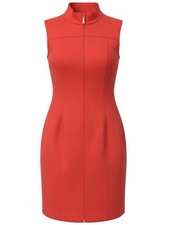 Tommy Hilfiger Coral Red Sleeveless Zip Mini Dress Womens 12 Chic EUC
