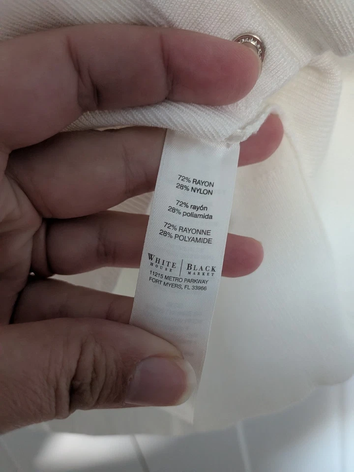 White House Black Market Women's Cardigan Sweater Size XL White 3/4 Sleeve - Image 3 of 4