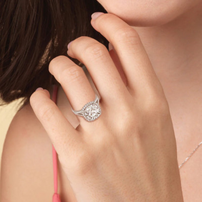 Ehering 950 Platin IGI Lab Grown 3,70 Ct Diamant im Kissenschliff